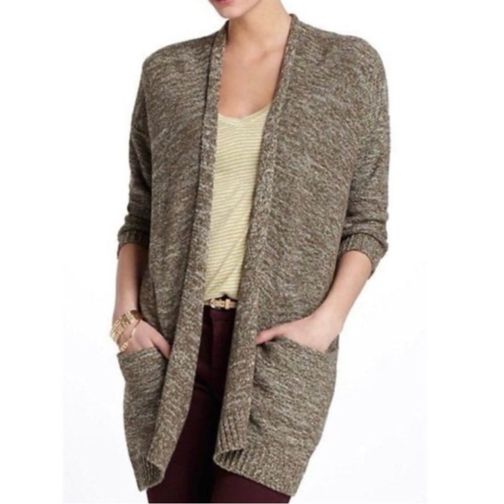 Anthropologie Sparrow Short Sleeve Open Front Cardigan Brown Size Small